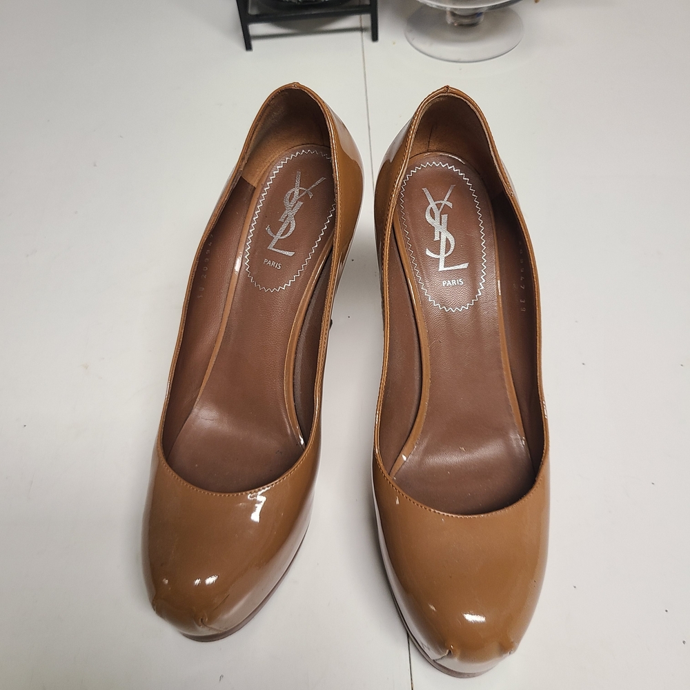 Yves Saint Laurent Women's Brown Patent Heels